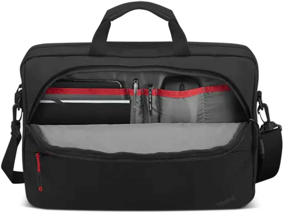 Lenovo | Essential | ThinkPad Essential 13–14 colių plonas nešiojamas kompiuteris su viršutiniu dėklu (tvarus ir ekologiškas, pagamintas iš perdirbto PET: iš viso 7,5 %; išorė: 24 %) | Tinka iki 14 colių | Išorinis dėklas | Dirželis per petį | Juodas