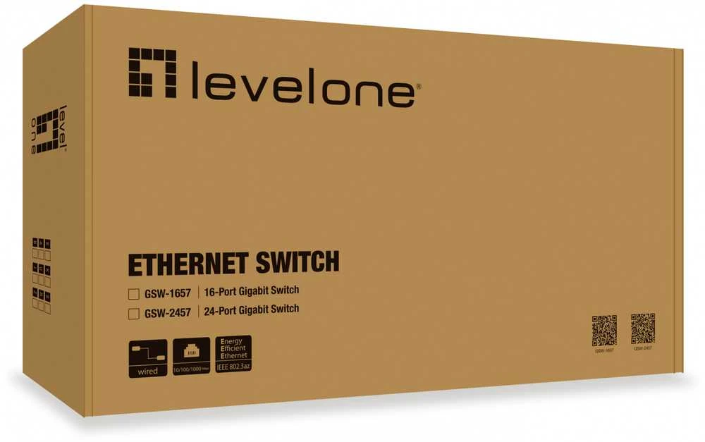 Šakotuvas Level One Lenovo LevelOne GSW-2457 tinklo komutatorius Ne-valdomas Gigabit Ethernet (10/100/1000) Juoda