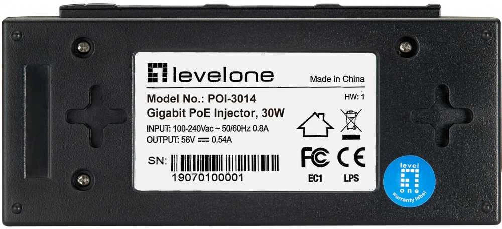 LevelOne POI-3014 PoE injektorius su technine etikete