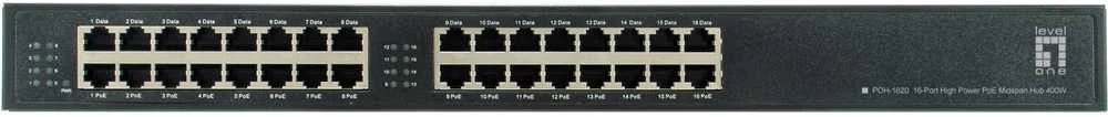 Šakotuvas Level One LevelOne LevelOne POH-1620 adapteris PoE Fast Ethernet, Gigabit Ethernet