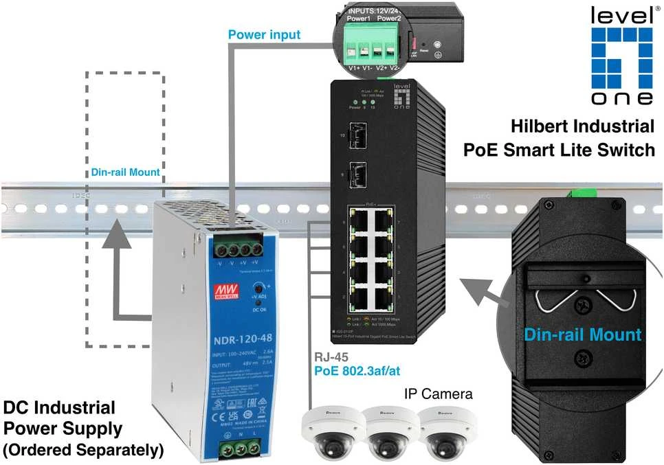 Šakotuvas Level One Carruzzo LevelOne IGS-2110P tinklo komutatorius Valdomas L2 Gigabit Ethernet (10/100/1000) Maitinimas per Eternetą (PoE) Juoda