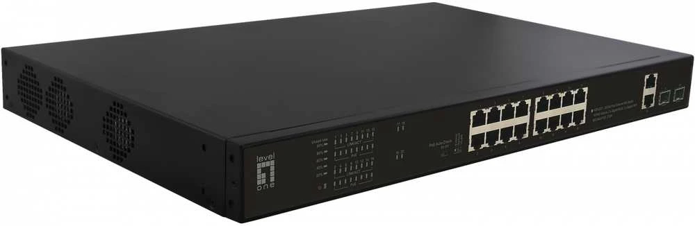Šakotuvas Level One Carruzzo LevelOne FGP-2031 tinklo komutatorius Ne-valdomas Fast Ethernet (10/100) Maitinimas per Eternetą (PoE) 1U Juoda