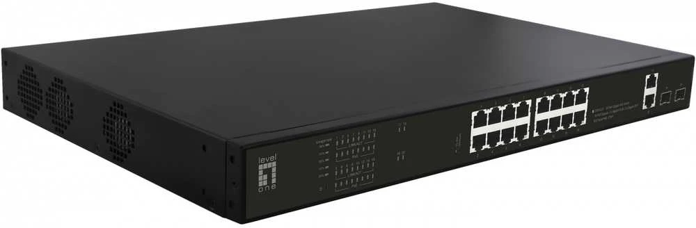 Šakotuvas Level One Carruzzo LevelOne GEP-2021 tinklo komutatorius Ne-valdomas Gigabit Ethernet (10/100/1000) Maitinimas per Eternetą (PoE) 1U Juoda