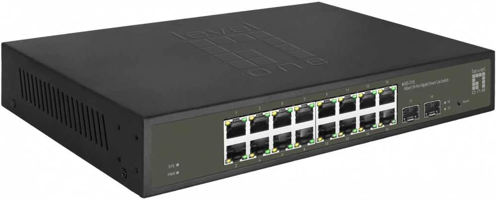 Šakotuvas Level One Carruzzo LevelOne GES-2118 tinklo komutatorius Valdomas L2 Gigabit Ethernet (10/100/1000) Juoda