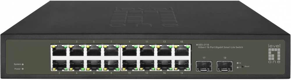 Šakotuvas Level One Carruzzo LevelOne GES-2118 tinklo komutatorius Valdomas L2 Gigabit Ethernet (10/100/1000) Juoda