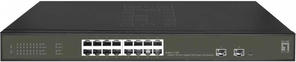 Šakotuvas Level One Carruzzo LevelOne GES-2118P tinklo komutatorius Valdomas L2 Gigabit Ethernet (10/100/1000) Maitinimas per Eternetą (PoE) Juoda