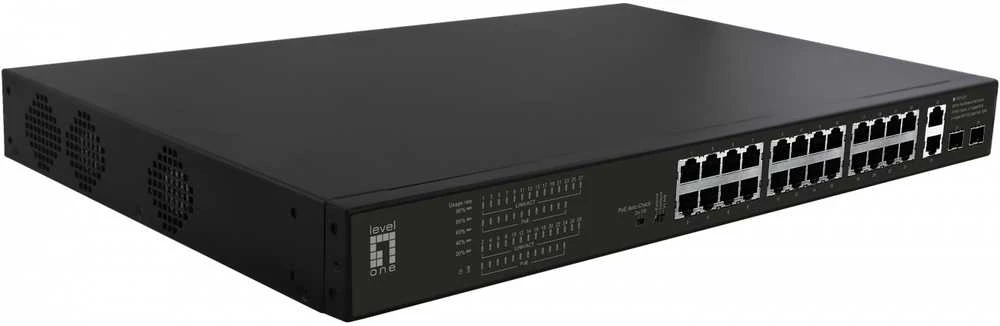 Šakotuvas Level One Carruzzo LevelOne FGP-2831 tinklo komutatorius Ne-valdomas Fast Ethernet (10/100) Maitinimas per Eternetą (PoE) 1U Juoda