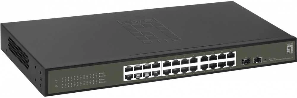 Šakotuvas Level One Carruzzo LevelOne GES-2126 tinklo komutatorius Valdomas L2 Gigabit Ethernet (10/100/1000) Juoda