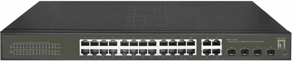 Šakotuvas Level One Carruzzo LevelOne GES-2128P tinklo komutatorius Valdomas L2 Gigabit Ethernet (10/100/1000) Maitinimas per Eternetą (PoE) Juoda