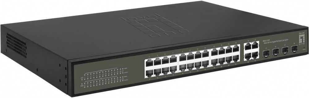Šakotuvas Level One Carruzzo LevelOne GES-2128P tinklo komutatorius Valdomas L2 Gigabit Ethernet (10/100/1000) Maitinimas per Eternetą (PoE) Juoda