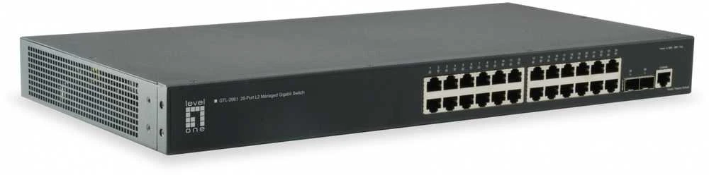 Šakotuvas Level One Carruzzo LevelOne GTL-2661 tinklo komutatorius Valdomas L2 Gigabit Ethernet (10/100/1000) Juoda