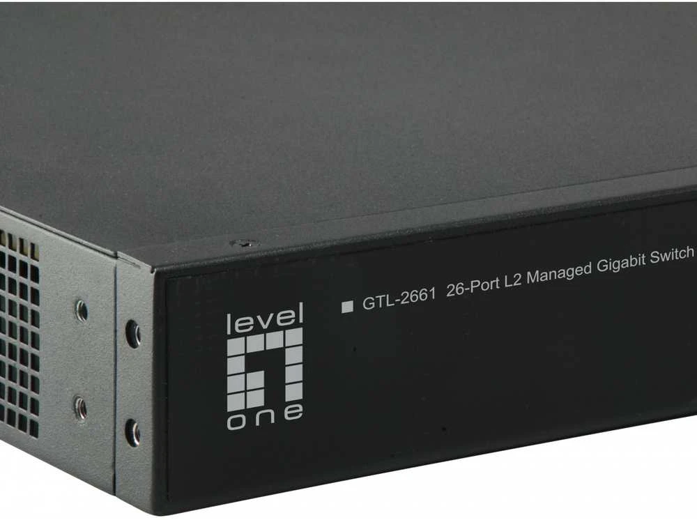 Šakotuvas Level One Carruzzo LevelOne GTL-2661 tinklo komutatorius Valdomas L2 Gigabit Ethernet (10/100/1000) Juoda