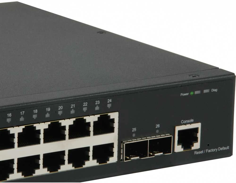 Šakotuvas Level One Carruzzo LevelOne GTL-2661 tinklo komutatorius Valdomas L2 Gigabit Ethernet (10/100/1000) Juoda