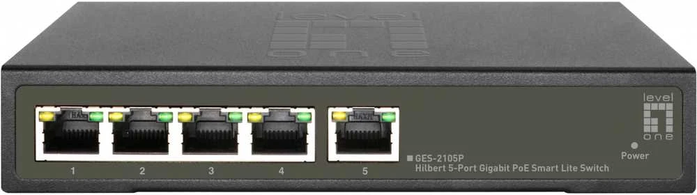 Šakotuvas Level One Carruzzo LevelOne GES-2105P tinklo komutatorius Valdomas L2 Gigabit Ethernet (10/100/1000) Maitinimas per Eternetą (PoE) Juoda