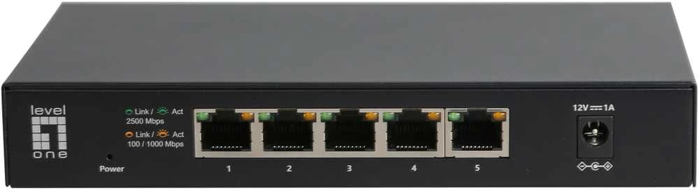 Šakotuvas Level One Carruzzo LevelOne GEU-0525 tinklo komutatorius Ne-valdomas 2.5G Ethernet (100/1000/2500) Juoda
