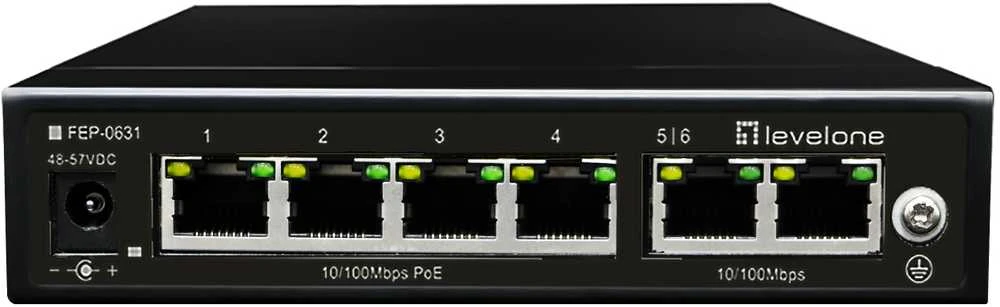 Šakotuvas Level One Carruzzo LevelOne FEP-0631 tinklo komutatorius Fast Ethernet (10/100) Maitinimas per Eternetą (PoE) Juoda