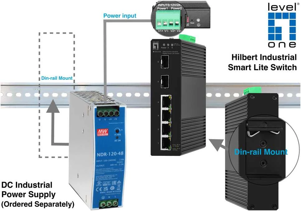 Šakotuvas Level One Carruzzo LevelOne IGS-2106 tinklo komutatorius Valdomas L2 Gigabit Ethernet (10/100/1000) Juoda