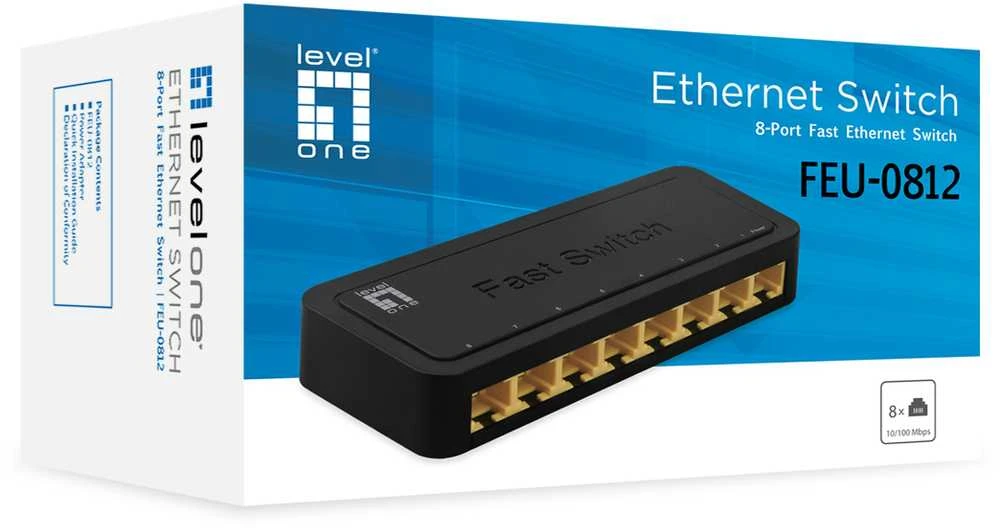 Šakotuvas Digital Data Communications „Level One“ FE komutatorius su 8 prievadais, 100 Mbps