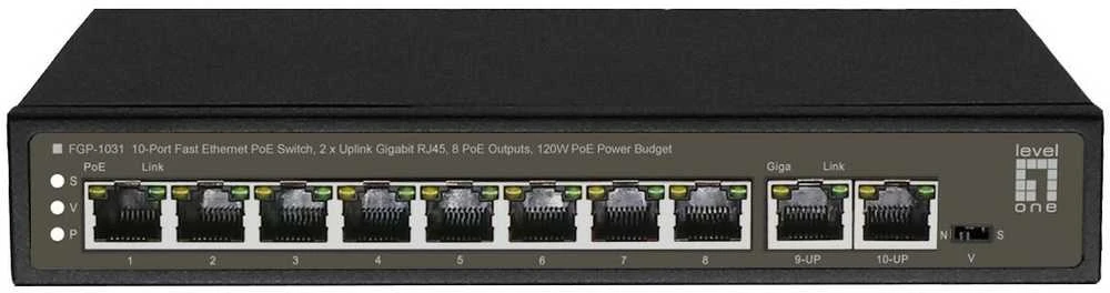 Šakotuvas Level One Carruzzo LevelOne FGP-1031 tinklo komutatorius Ne-valdomas Gigabit Ethernet (10/100/1000) Maitinimas per Eternetą (PoE) Juoda