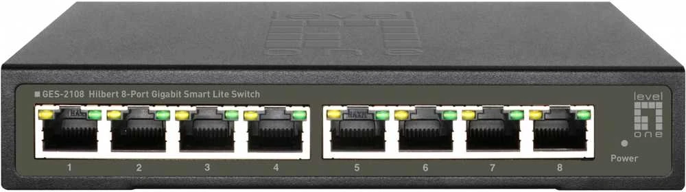 Šakotuvas Level One Carruzzo LevelOne GES-2108 tinklo komutatorius Valdomas L2 Gigabit Ethernet (10/100/1000) Juoda