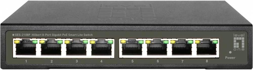 Šakotuvas Level One Carruzzo LevelOne GES-2108P tinklo komutatorius Valdomas L2 Gigabit Ethernet (10/100/1000) Maitinimas per Eternetą (PoE) Juoda