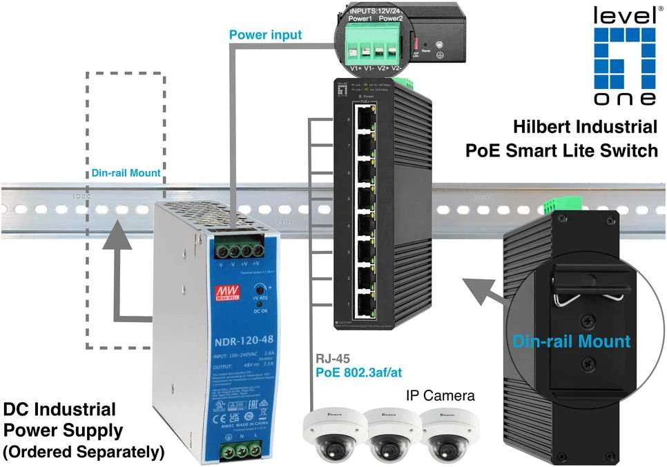 Šakotuvas Level One Carruzzo LevelOne IGS-2108P tinklo komutatorius Valdomas L2 Gigabit Ethernet (10/100/1000) Maitinimas per Eternetą (PoE) Juoda