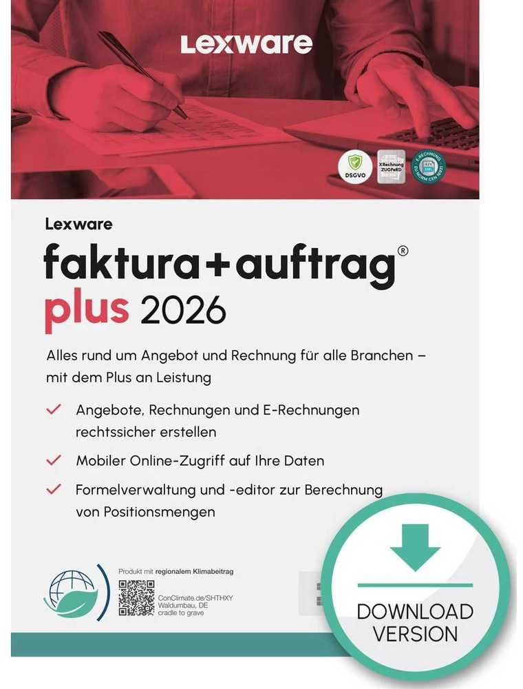 Lexware Faktura+Auftrag Plus 2026 – 1 įrenginys, prenumerata – ESD atsisiuntimas