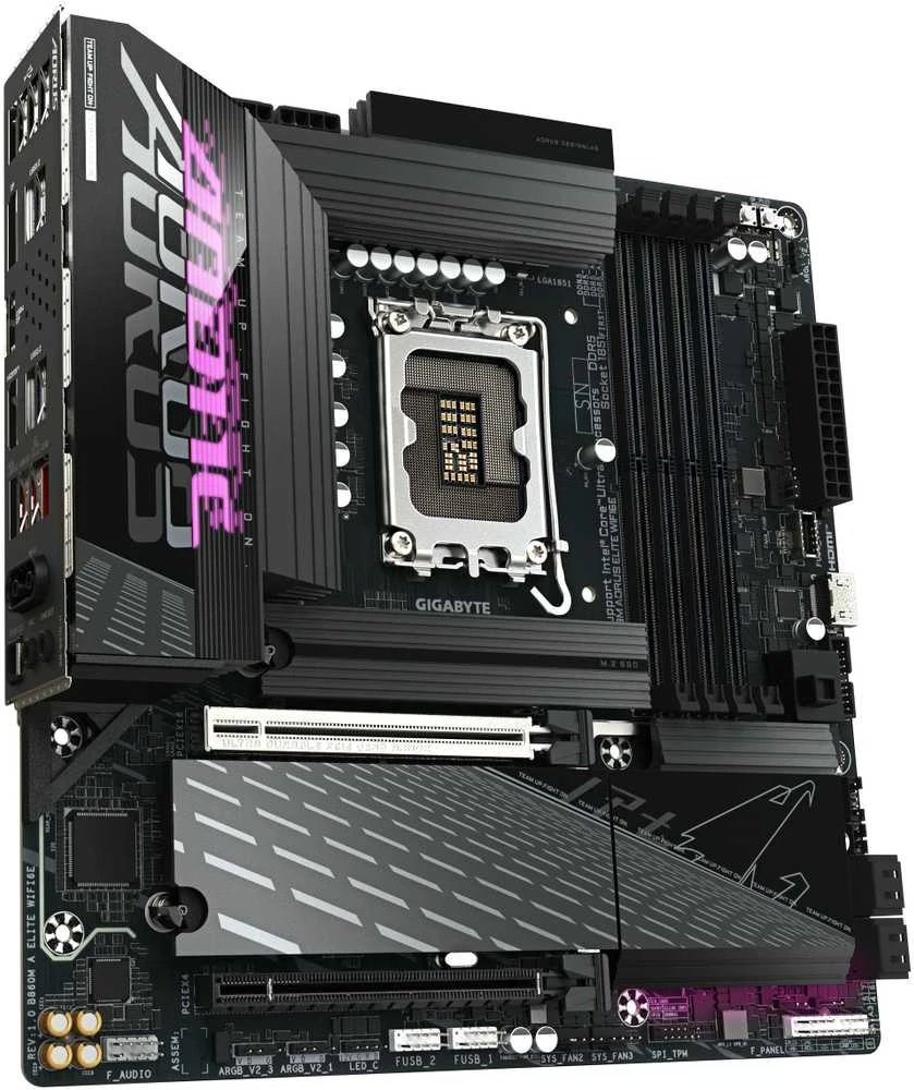 „GIGABYTE B860M AORUS ELITE WIFI6E“ pagrindinė plokštė – „Intel Core Ultra“ serijos procesoriai, 12+1+2+1 fazės VRM, iki 9200MHz DDR5, 1xPCIe 5.0 + 2xPCIe 4.0 M.2, 2.5GbE LAN, WIFI 6E, „Thunderbolt“