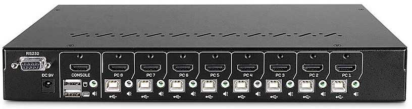 KVM jungiklis - LINDY 8 prievadų HDMI 4K60 USB 2.0 garso jungiklis juodas