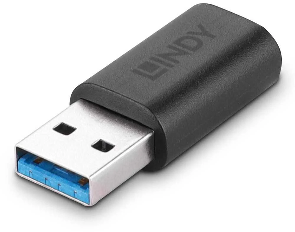 Adapteris - LINDY USB 3.2 Type A į C Adapteris, Juodas