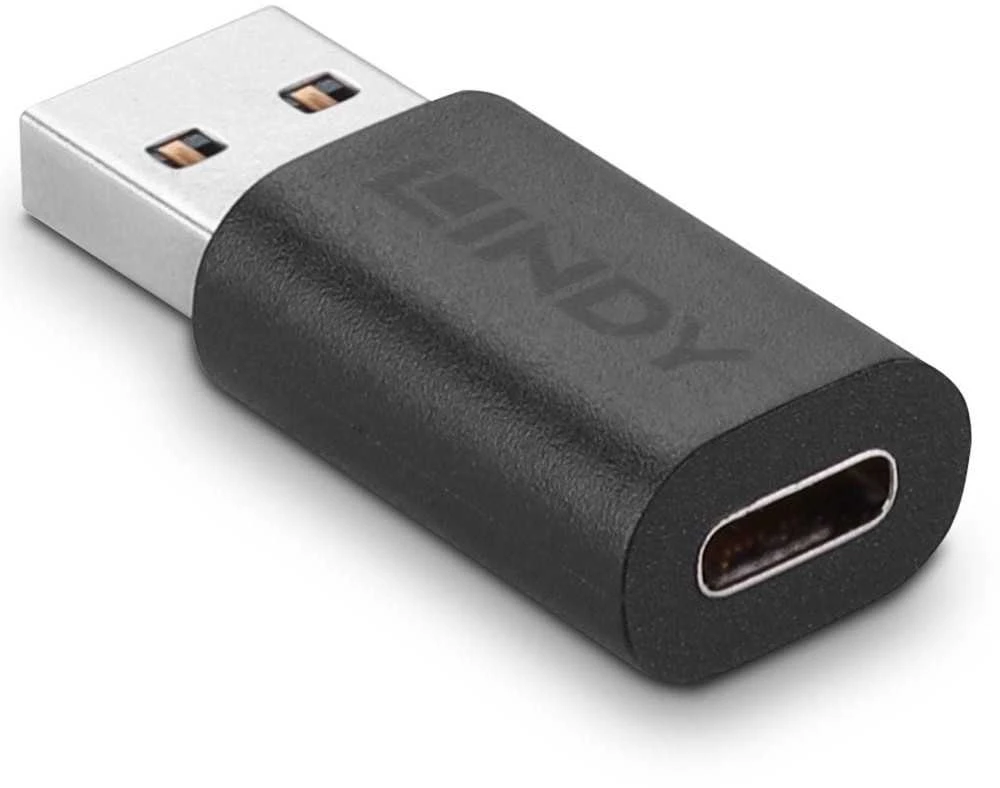 Adapteris - LINDY USB 3.2 Type A į C Adapteris, Juodas
