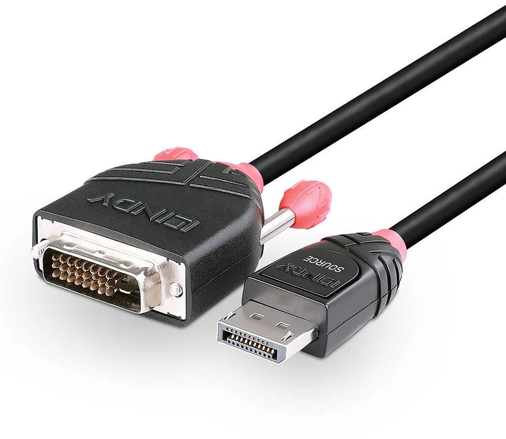 Adapteris - LINDY DisplayPort į DVI Adapterio Kabelis, 1 m, Juodas