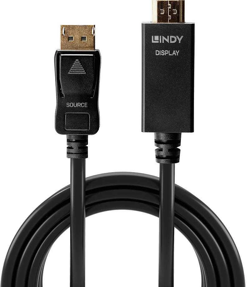 Adapteris - LINDY Ekranas Port į HDMI 4K30Hz Adapterio Kabelis, 0.5 m, Juodas