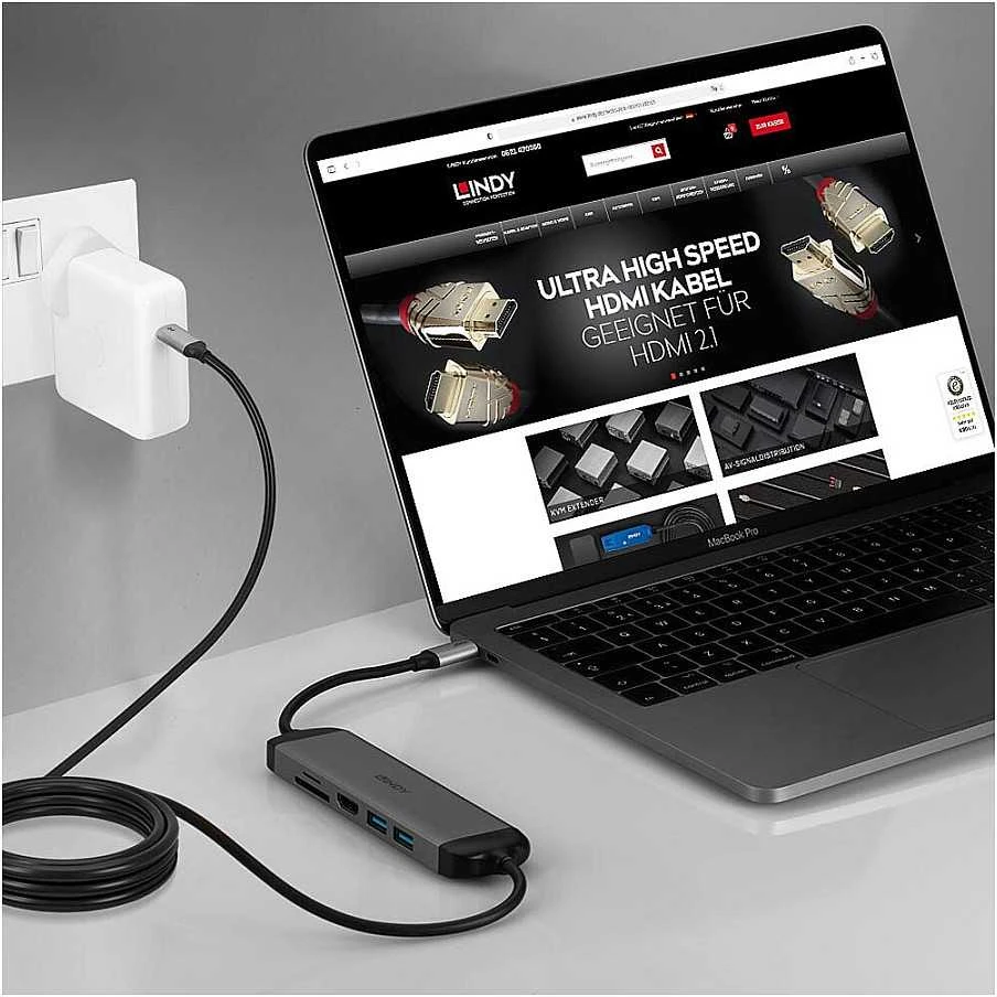 USB-C Dokų Stotis - Lindy DST-Micro 140, 4K HDMI, PD 3.0 60W, USB 3.2 Gen 1