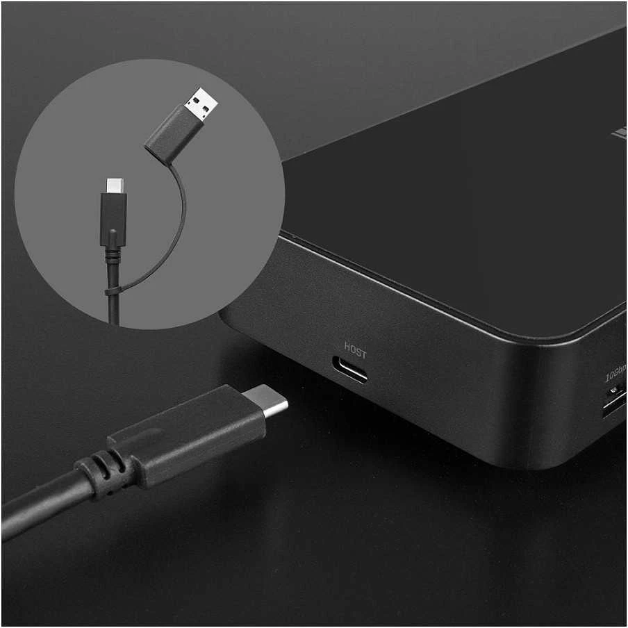 Nešiojamojo Kompiuterio Dokavimo Stotis - LINDY Plugable DST-Pro Universal 3x4K USB-C/Type A 100W, Juoda