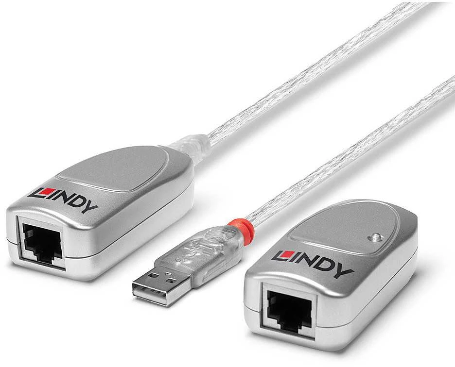 USB Prailginimo Laidas - LINDY USB 1.1 Cat.6 Prailginimo Laidas, 50 m, Skaidrus