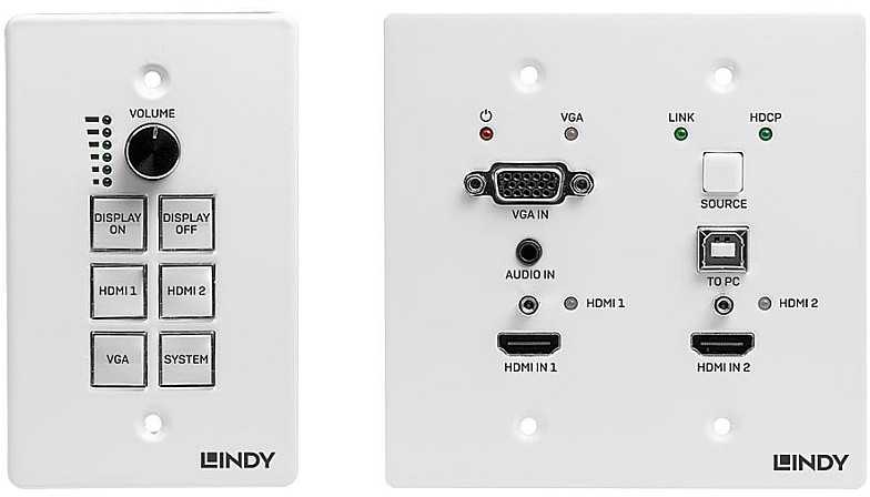 Šakotuvas AV Prezentacijos Sistema - LINDY HDBaseT Prezentacijos Sistema su Valdymo Klaviatūra, 4K@30Hz, HDMI, USB, Juoda