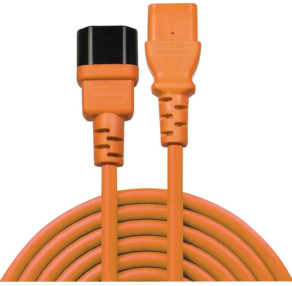 Maitinimo Prailginimo Laidas - LINDY IEC C14 į C13 Maitinimo Prailginimo Laidas, 1m, Oranžinis