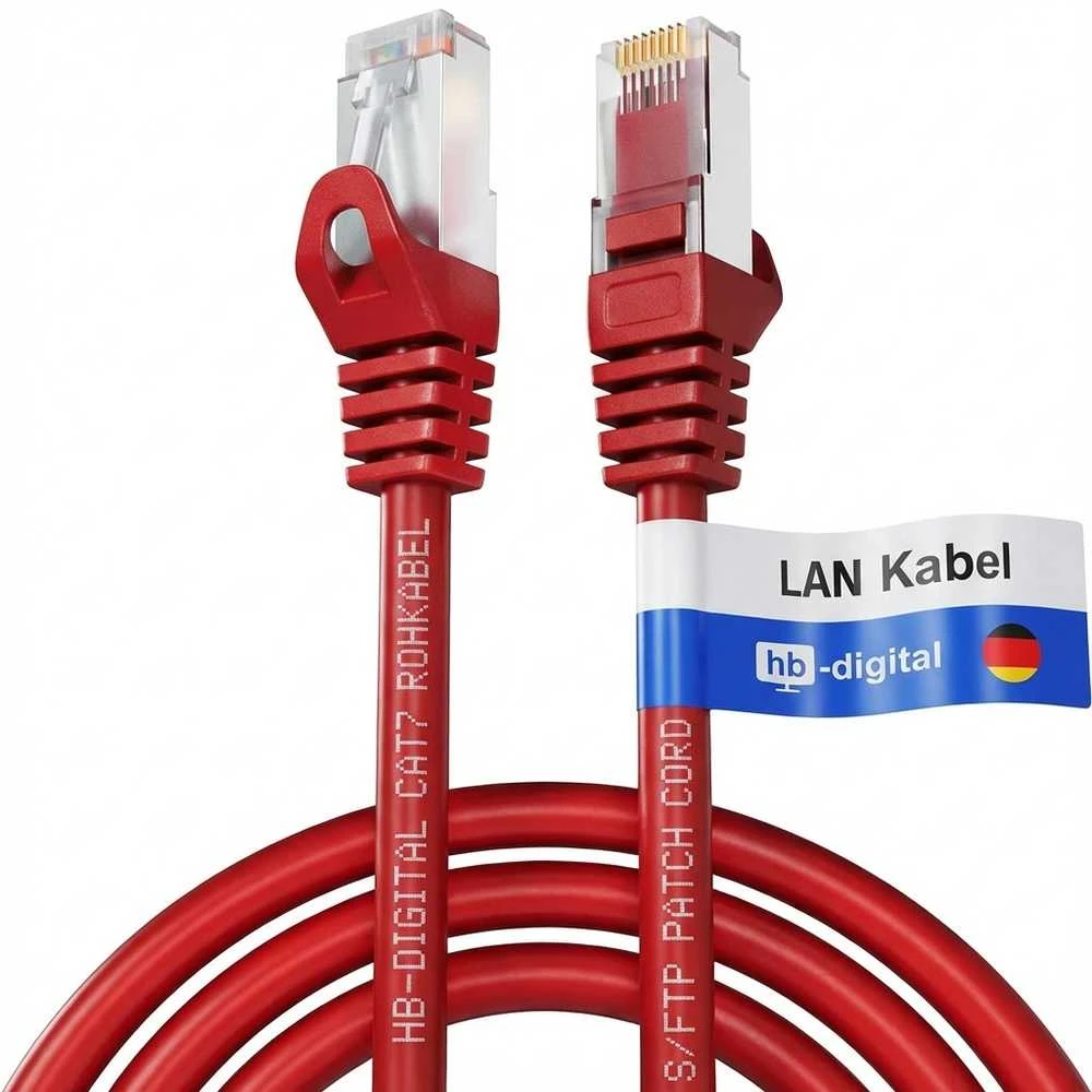 Tinklo Kabelis - LINDY RJ45 S/FTP LSZH Tinklo Kabelis, Cat.6A Kištukas, Cat.7 Neapdirbtas Kabelis, M/M, 2 m, Raudonas
