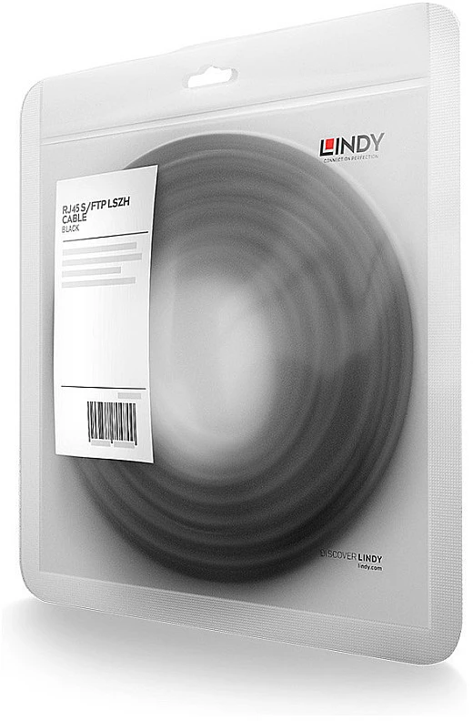 Tinklo Kabelis - LINDY S/FTP LSZH Tinklo Kabelis, Cat.6A Jungtis, Cat.7 Raw, RJ45, M/M, 1.5 m, Juodas