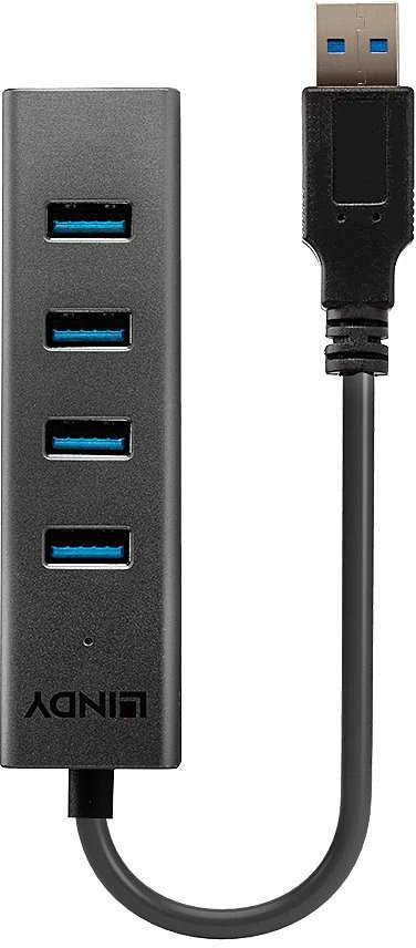 USB Hub - LINDY USB 3.0 Hub, 4 Jungtys, Juodas
