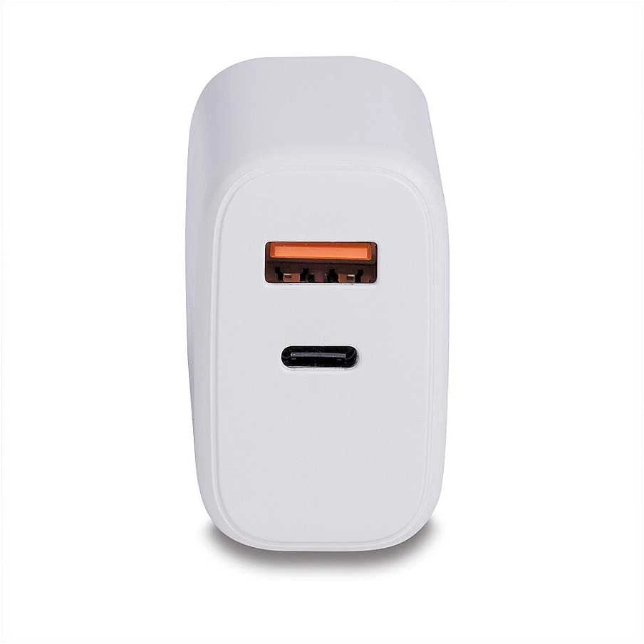 Įkroviklis - LINDY 30W USB Type A ir C Įkroviklis, Dvigubas Prievadas, PD Kompaktiškas Dizainas, Baltas