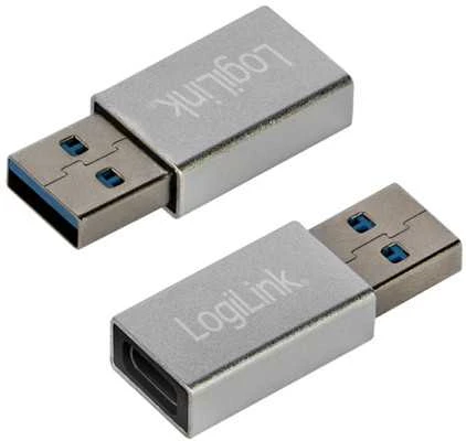 Adapteris USB LogiLink USB-A - USB-C Sidabrinė (AU0056)