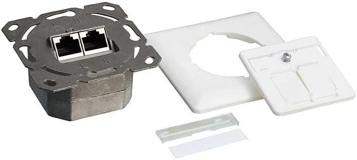 LogiLink LogiLink Cat.6A Anschlussdose, 2x RJ45,baltas, waagerecht - NP0123