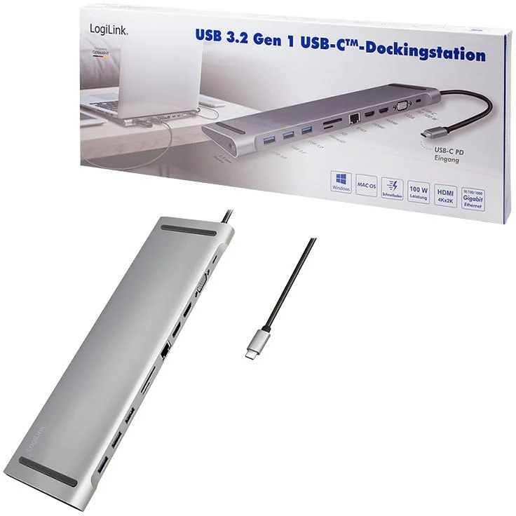 LOGILINK UA0373 USB 3.2 Gen 1 prijungimo stotis USB-C 11 prievadų PD