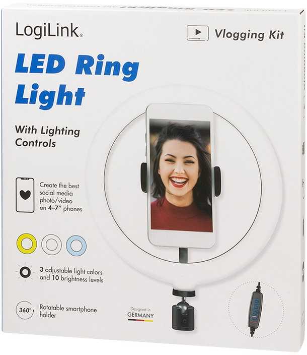 Logilink Išmanusis telefonas-Ringlicht, DM 20cm, 1.8m Kabelis