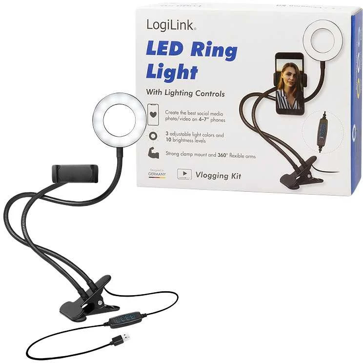 Žiedinė lempa LogiLink Išmanusis telefonas-uchwyt do lampy pierścieniowej DM 8.5cm