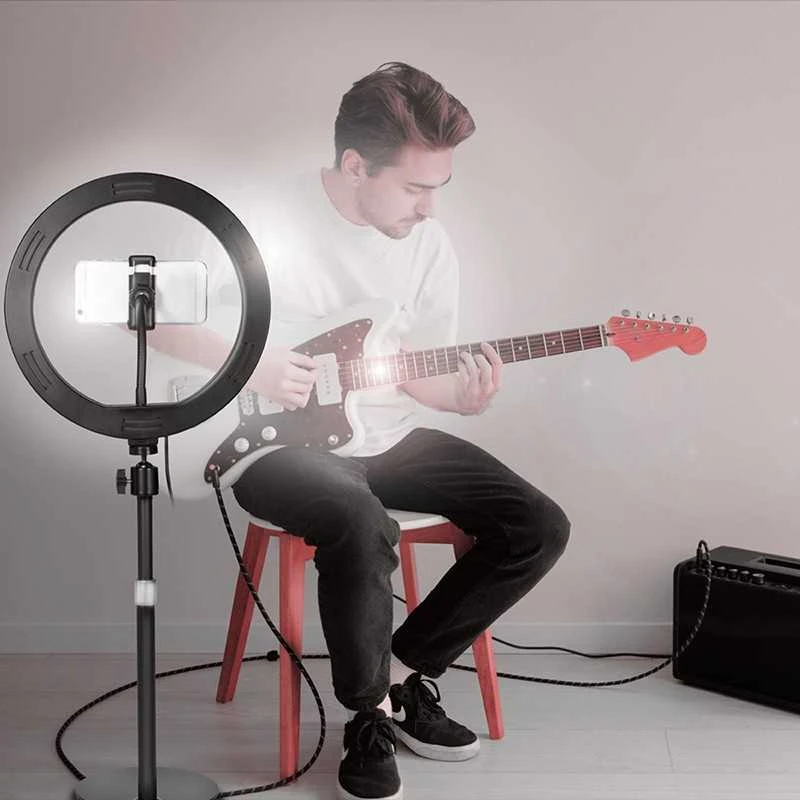 Dėklas Žiedinė lempa LogiLink Tripod for ring light for smartfon su pultu DM 25cm