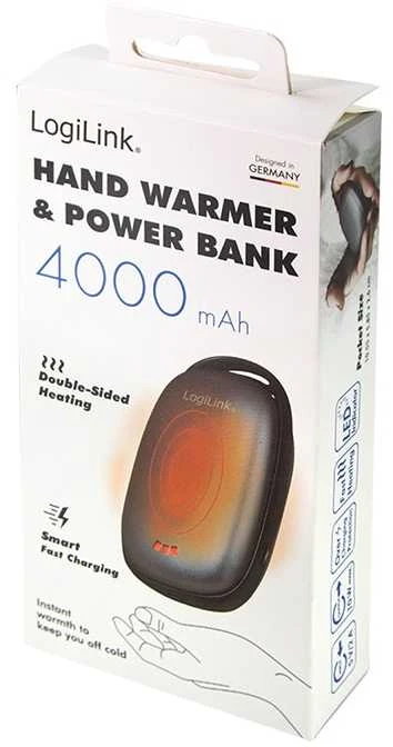 Logilink Powerbank 4000mAh,1xUSB-A, Handwärmer,metallgrau