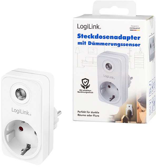 LogiLink LogiLink Steckdosenadapter mit Dämmerungssensor, 1xCEE 7/3